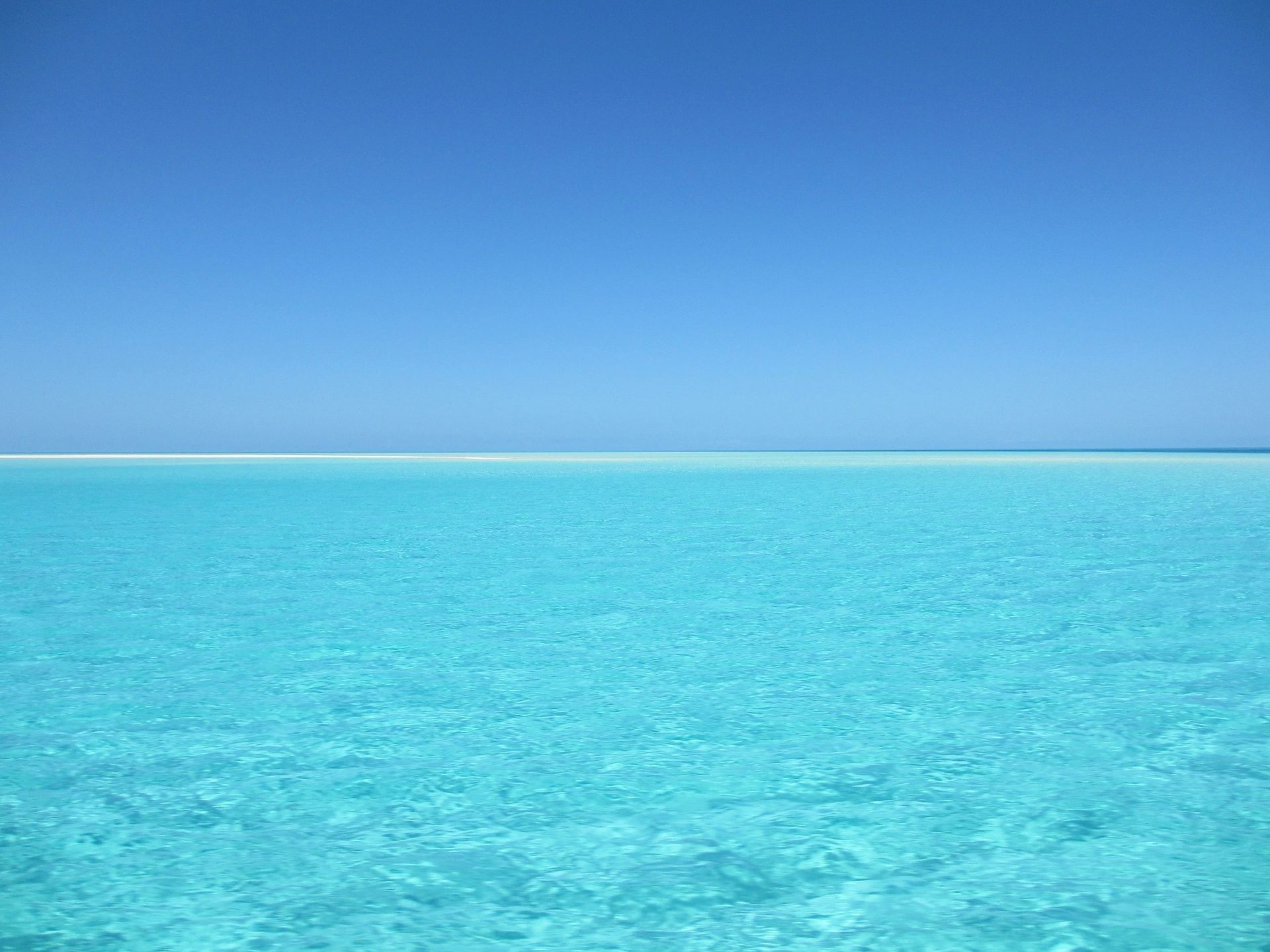 Blue Ocean looking at the vast horizon with blue sky.